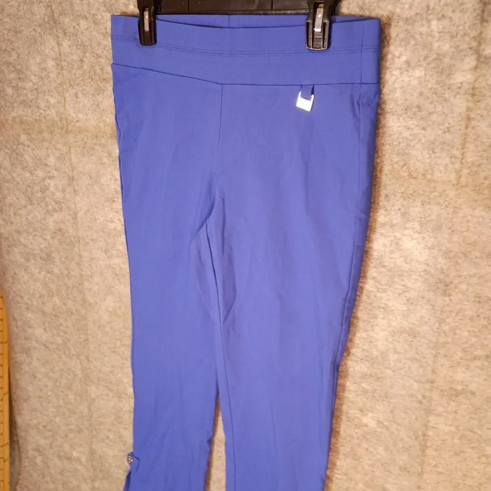 Raffaella Women's 8 Blue Stretch Pull-On Capri Pants Cropped Everyday Casual - Picture 3 of 14